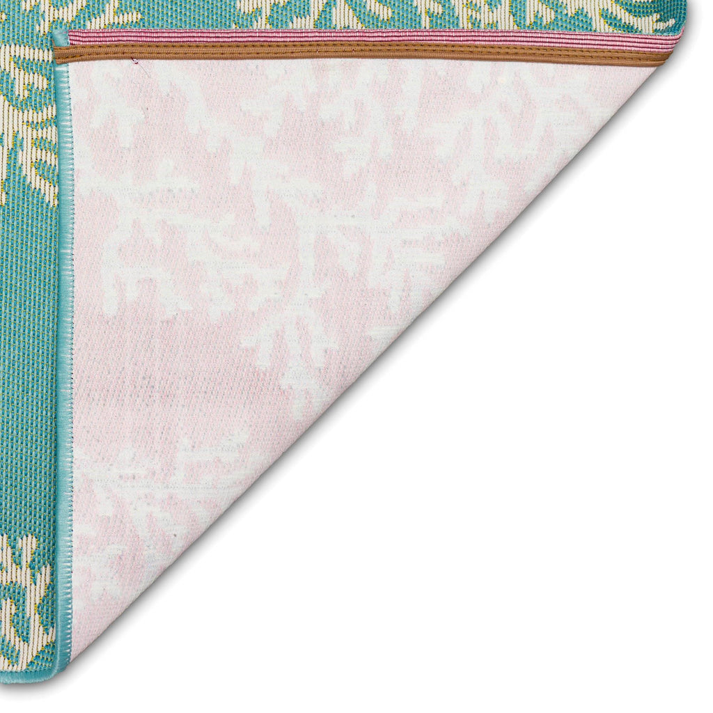 Liora Manne Esencia Machine Washable Non-Slip Low Profile Indoor/Outdoor Mat-Transitional, Coastal, Beach, Border, Coral Edge Aqua 2' X 2'10'