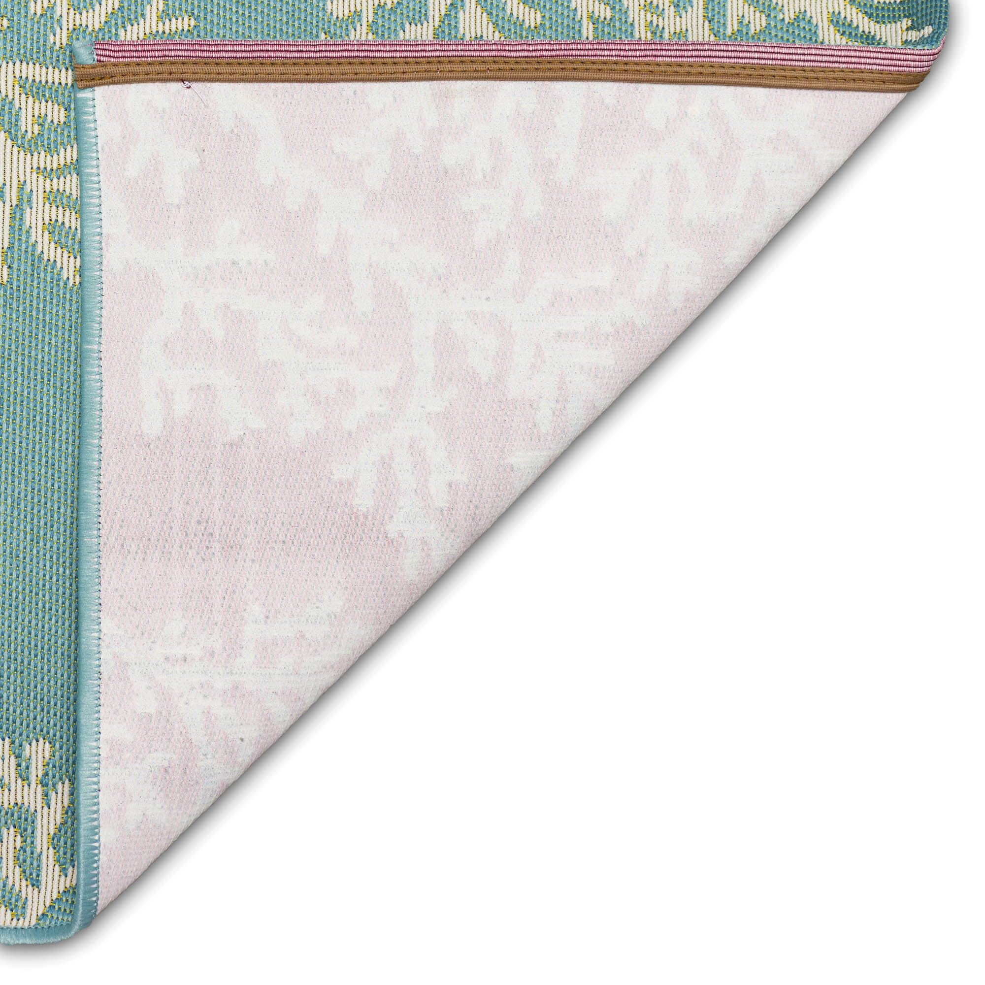 Liora Manne Esencia Machine Washable Non-Slip Low Profile Indoor/Outdoor Mat-Transitional, Coastal, Beach, Border, Coral Edge Aqua 2' X 2'10'