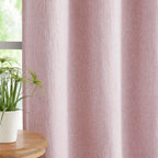 Pink Full Blackout Window Curtains Panels For Nursery Girls Bedroom, 63 Inches Long Thermal Insulated Burlap Linen Drapes Gromme