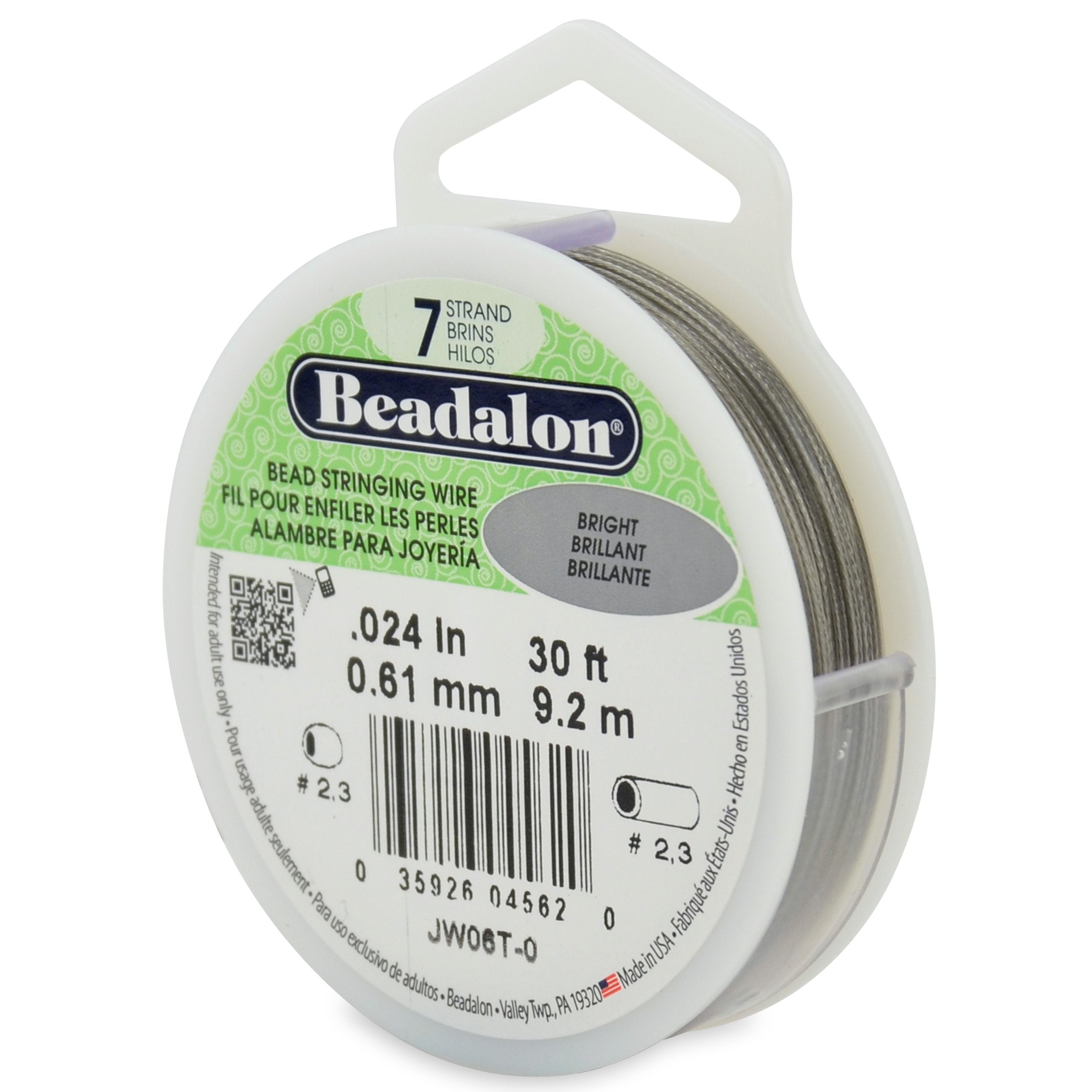 Beadalon 7 Strand Stainless Steel Bead Stringing Wire024 In  061 Mm, Bright, 30 Ft  92 M
