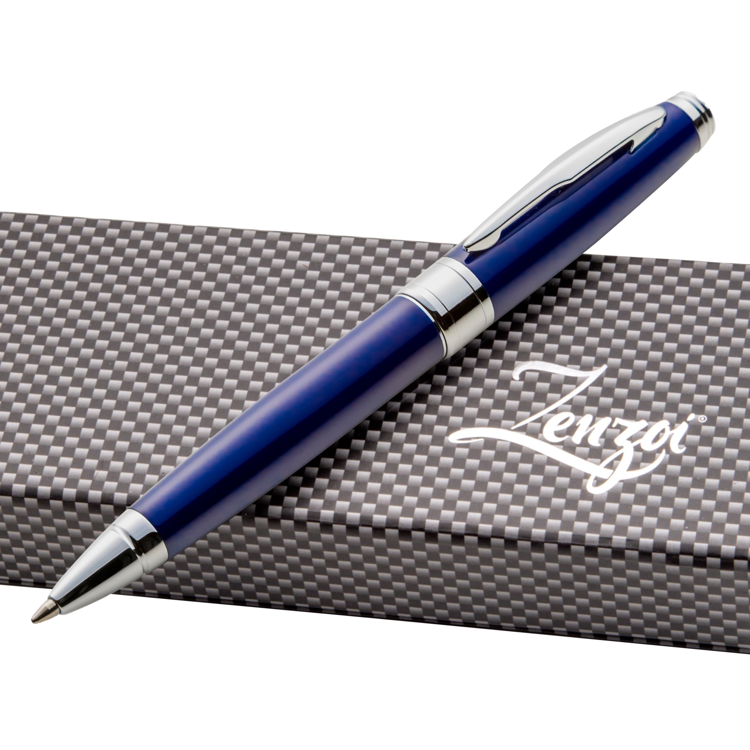 Zenzoi Blue Ballpoint Pen Set - Elegant Executive Pen For Men, Women. High End Pen Gift Box W/Luxury Pen & Premium Gel Ball Poin