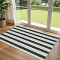 Othilic Blue and White Striped Outdoor Rug - 2x3 Non-Slip Front Door Mat Outside Entrance Washable Doormat Indoor Outdoor Entry 