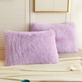 Liferevo 2 Pack Orchid Shaggy Plush Faux Fur Pillow Shams Velvet Reverse,20 'X36 ' Fluffy Decorative Pillowcases With Zipper C