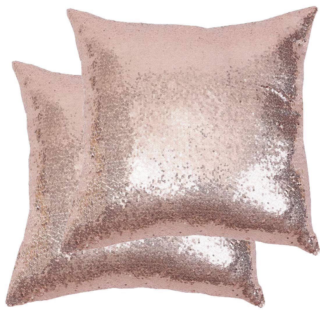 Poise3Ehome 18X18Inches Sequin Pillow Covers Rose Gold Decorative Pillowcases For Throw Pillows, Couch, Bed, Living Room, Christ