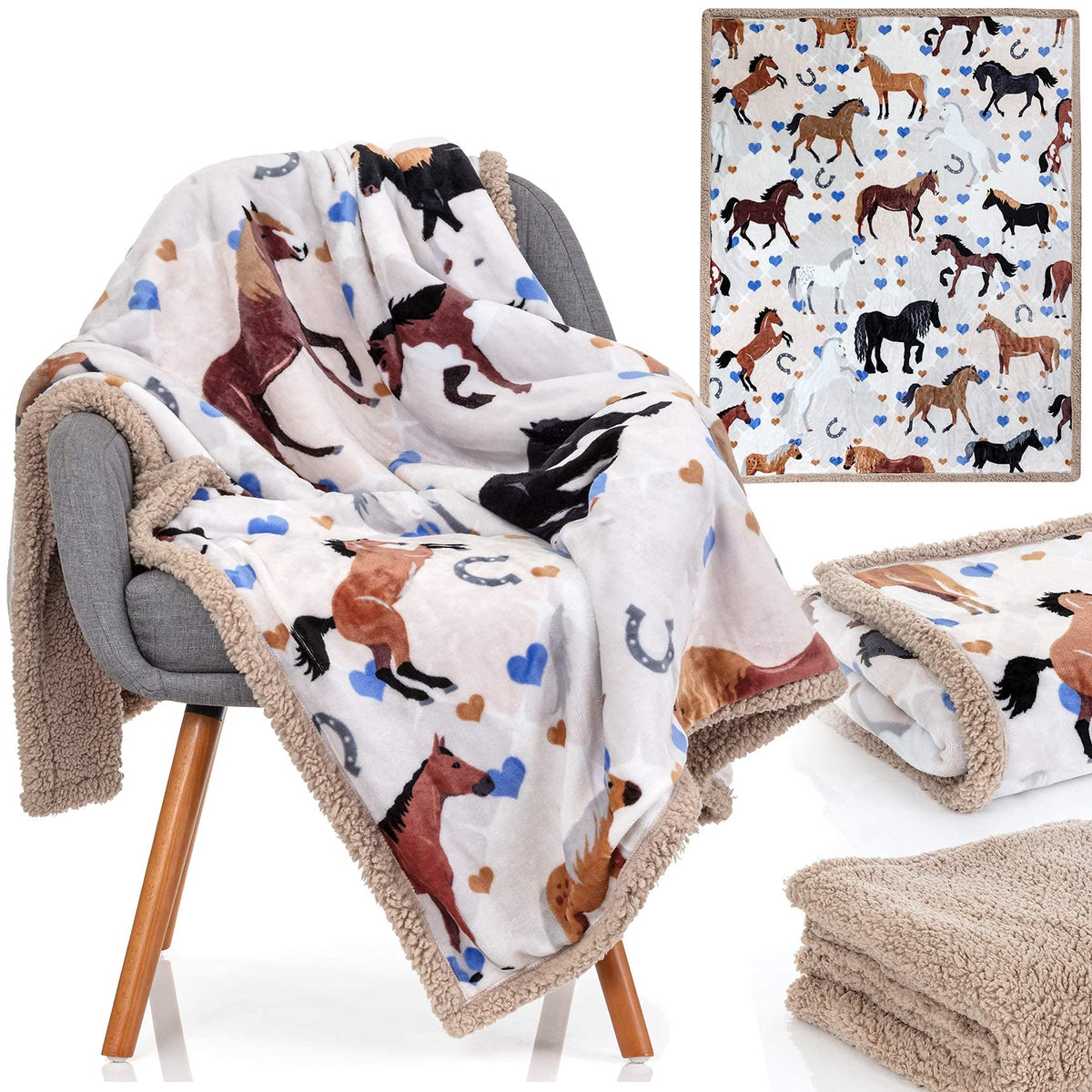 Horse Blanket For Girls - Ideal Horse Gifts For Girls - Soft & Cozy 50X60 Inch Horse Throw Blanket, Loved By Kids And Granddaugh
