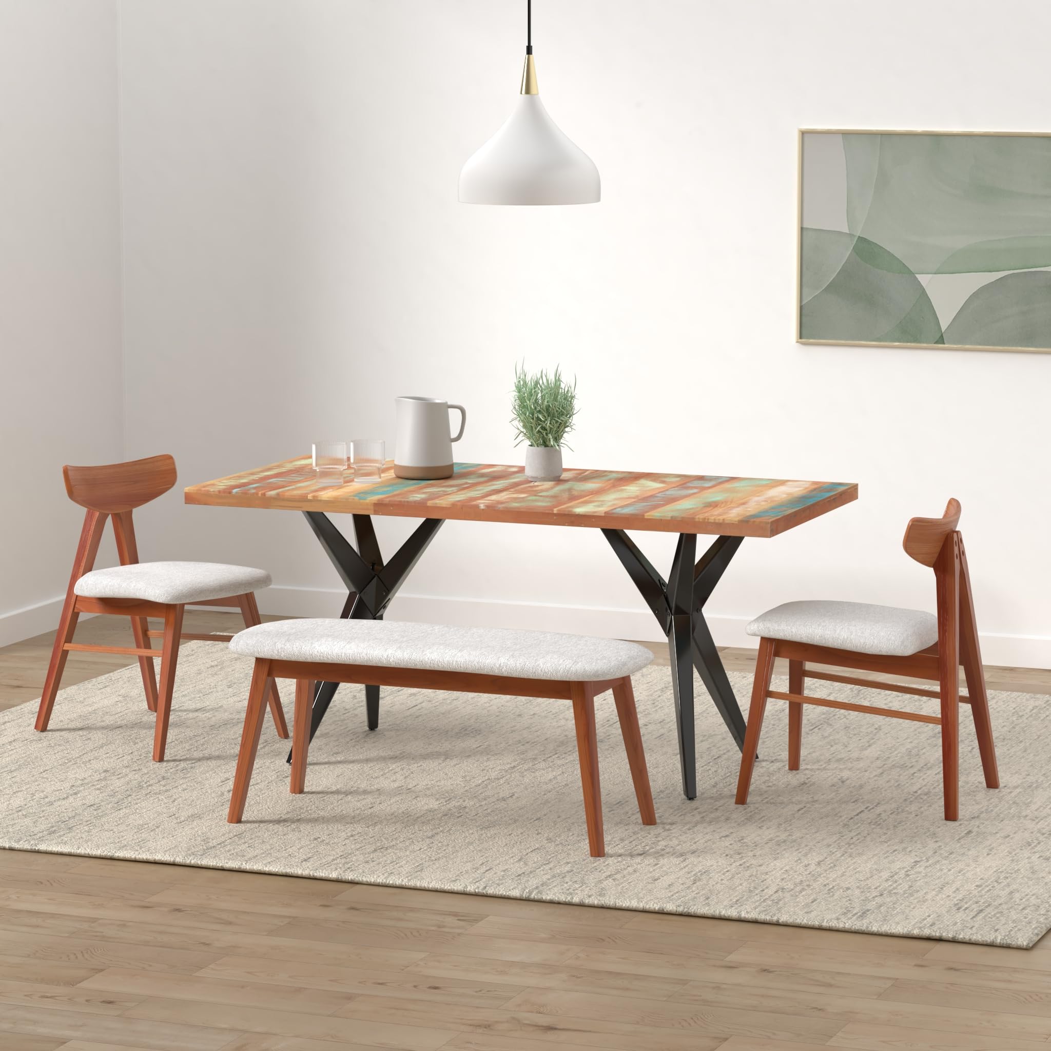 vidaXL Dining Table Solid Reclaimed Wood Wooden Dining Table Kitchen Table Dinner Table Dining Room Kitchen Home Furniture 63&quot;x31.5&quot;