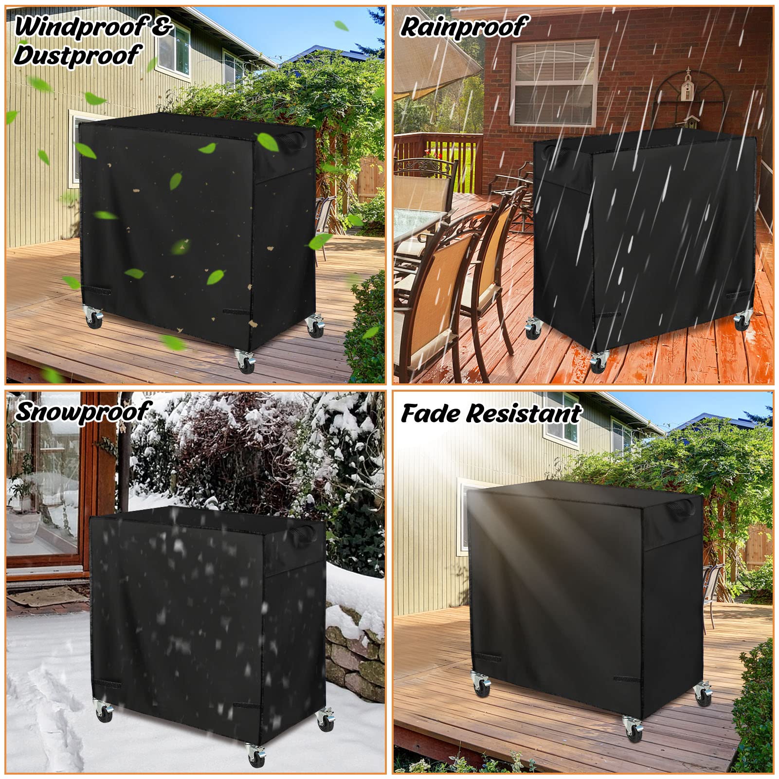 Patio Cooler Cart Cover Fits For Most 80 Quart Rolling Cooler Cart, Waterproof Patio Ice Chest Protective Covers For Outdoor Bar