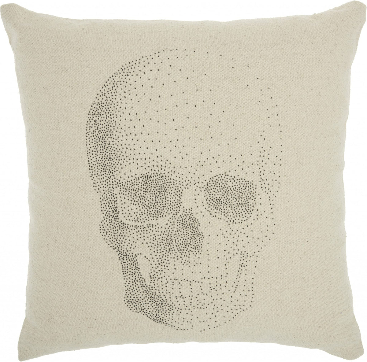 HomeRoots 100% Cotton Natural Beige Faded Skull Throw Pillow