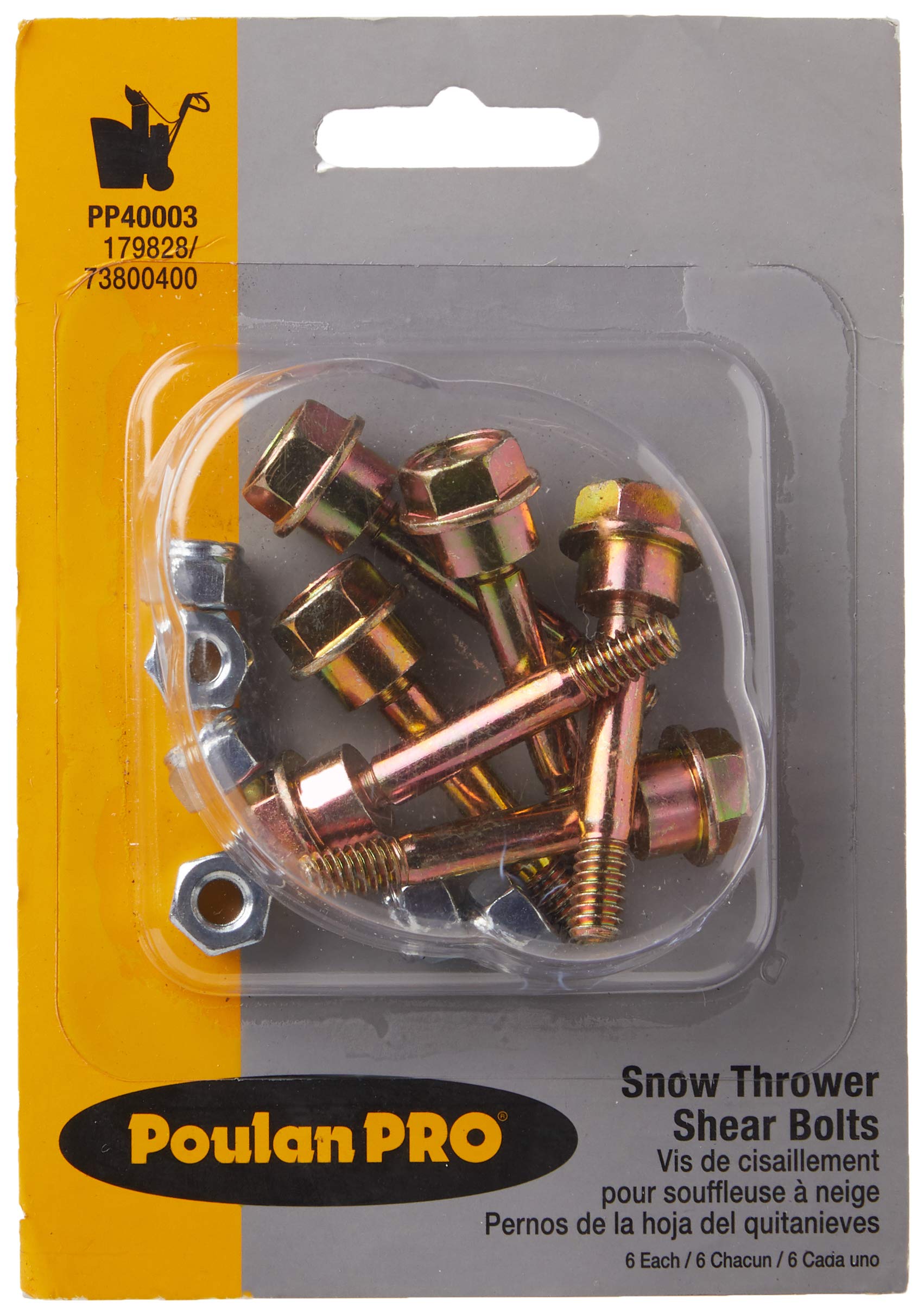 Poulan Pro Pp40003 6-Pack Of Snow Thrower Sheer Pins & Bolts