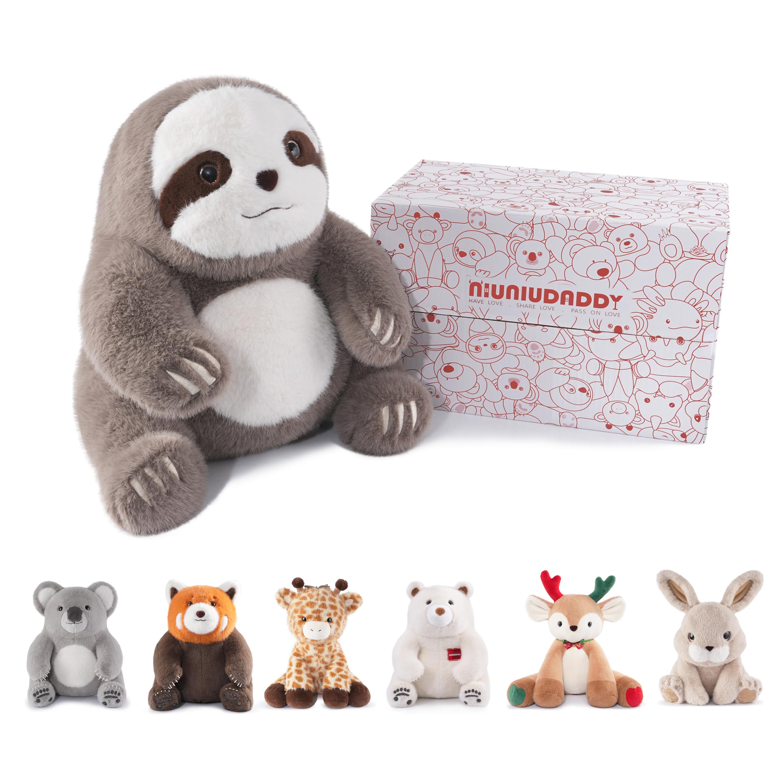 Niuniu Daddy 14' | 3.5 Pound Sloth Weighted Stuffed Animals, Heavy Sloth Pillowfort Plush Toys For Kids Adults, Weighted Beads