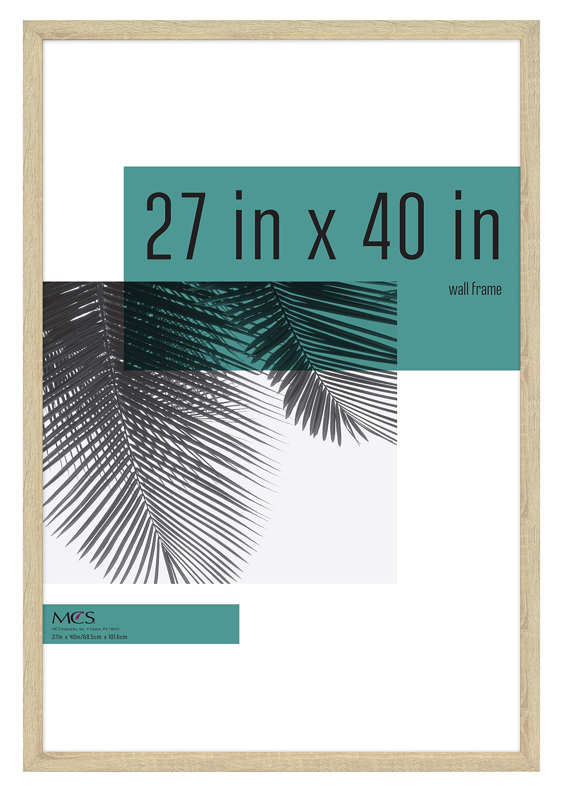 MCS Studio Gallery 27x40 Poster Frame Natural Woodgrain, Vertical & Horizontal Wall Hanging Large Picture Frame for Photos, Post