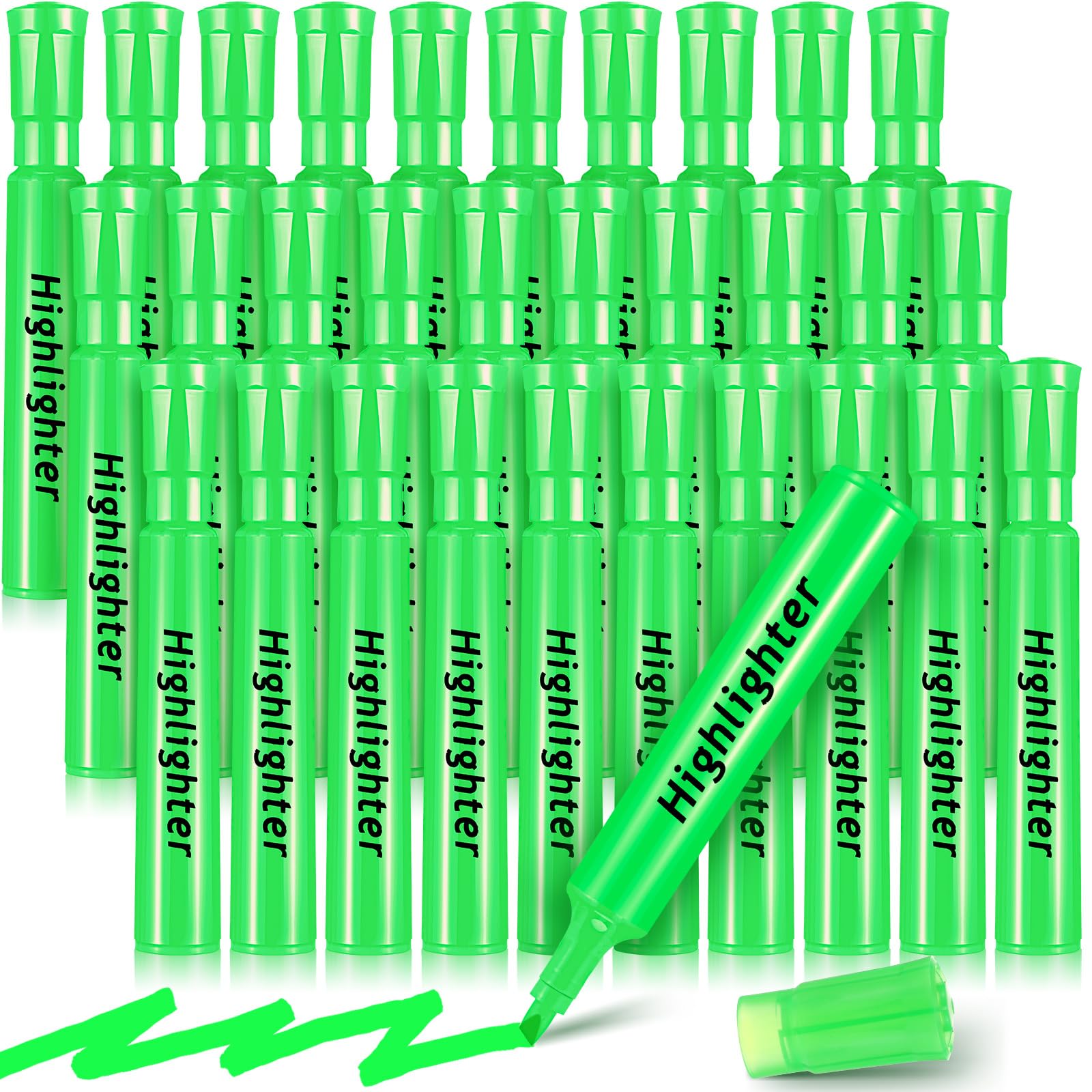 Qilery Highlighters Bulk, 30 Pack Tank Style Chisel Tip Highlighters Markers Quick Drying For Kids And Adult Coloring, Classroom