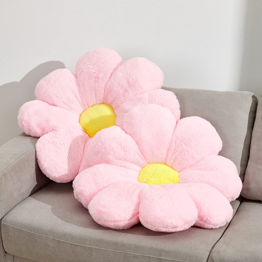 Ailive 21.6In Pink Flower Shaped Throw Pillow Floor Pillow Cushion Cute Preppy Funky Desk Plush Chair Cushion Decorative Throw P