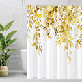 Gibelle Extra Long Shower Curtain 72 x 84, Yellow Floral Shower Curtain for Bathroom, Watercolor Plant Eucalyptus Leaves Fabric 