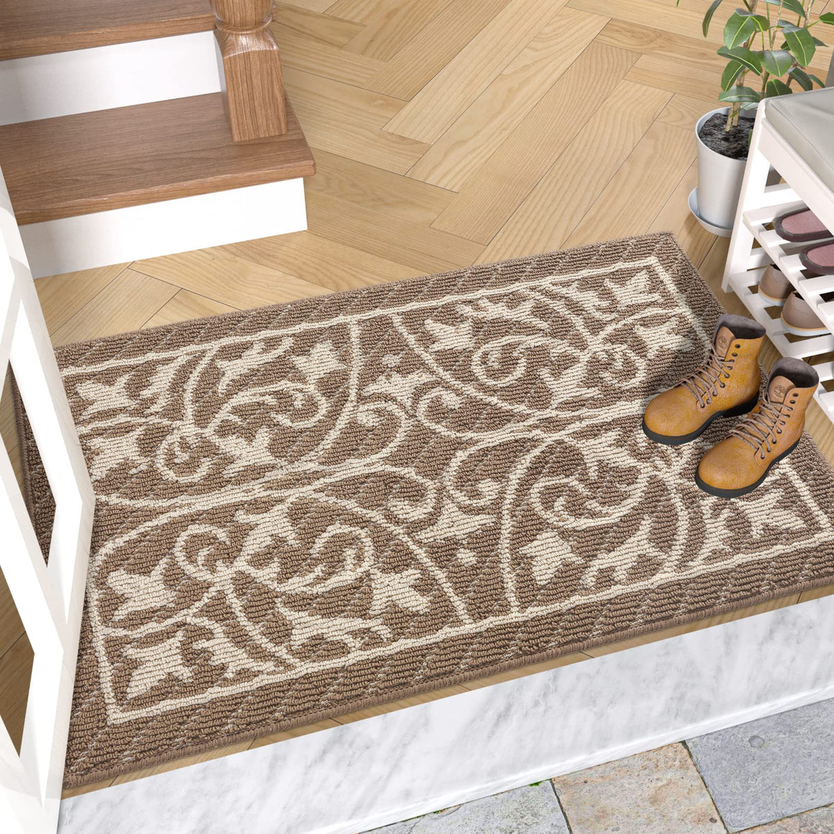 Dexi Door Mat Indoor Rugs For Entryway Floor Mats Inside Doormat Front Entrance Rug Entry Non Slip Washable,23.5'X35.5',Brown
