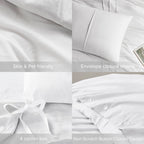 Comfort Spaces White Full Size Duvet Cover Set - 3-Pc Pintuck Pleated Duvet Cover Full, All Season Lightweight, Extra Softness Pre-Washed Microfiber Full Bed Cover Shams, Full