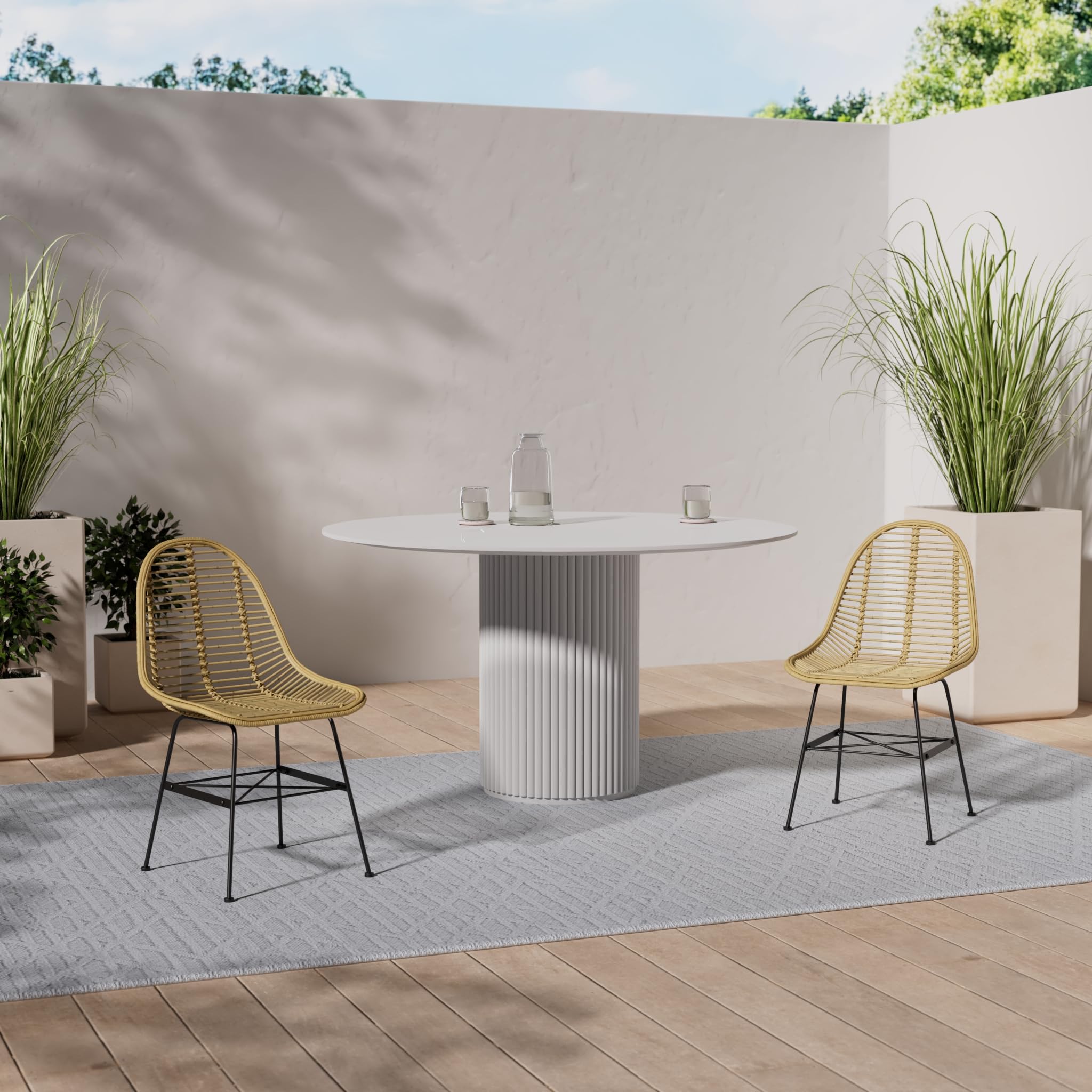 Dining Chairs 4 pcs Natural Rattan