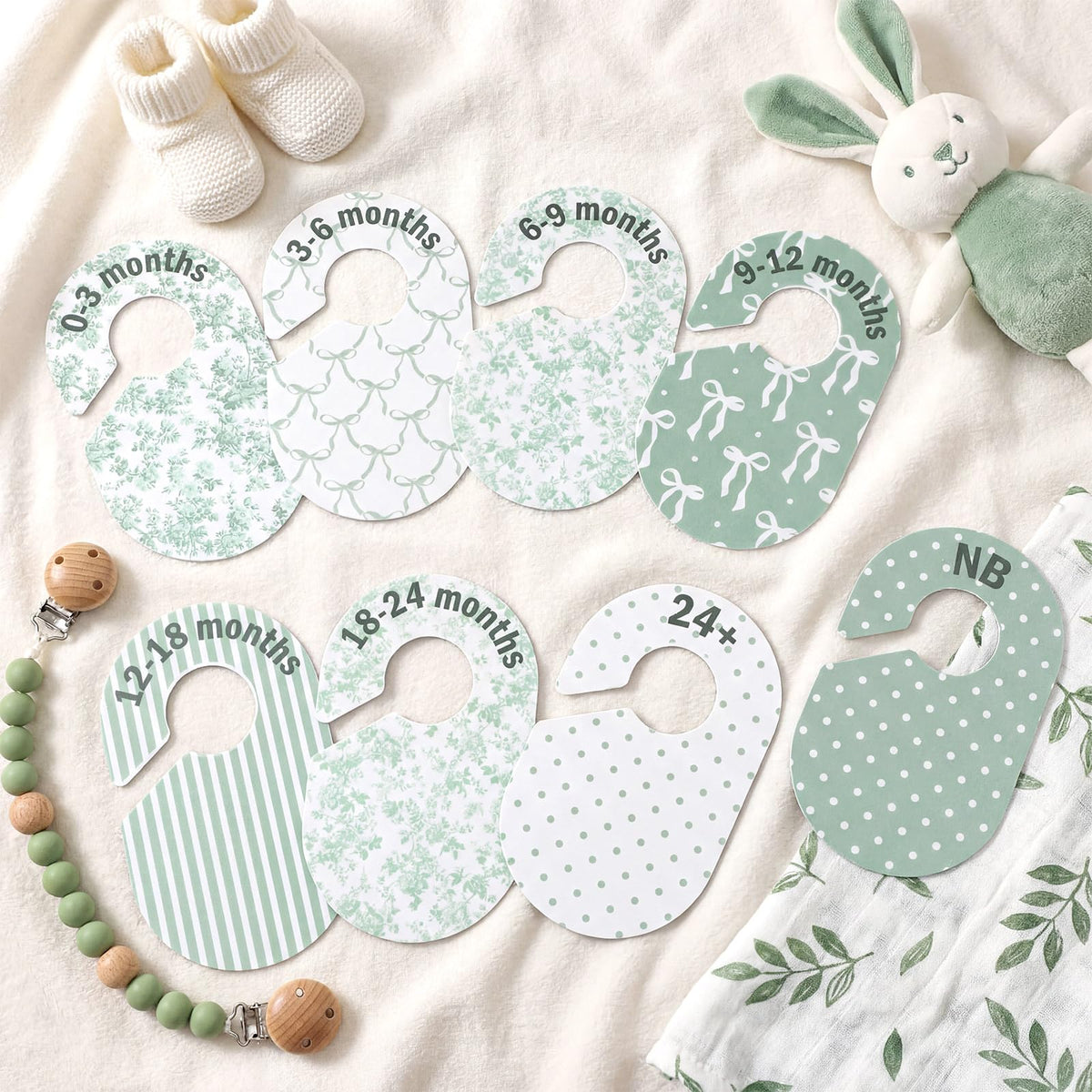 Acellegic 8 Pcs Green Bow Baby Closet Dividers Baby Girl Clothes Dividers