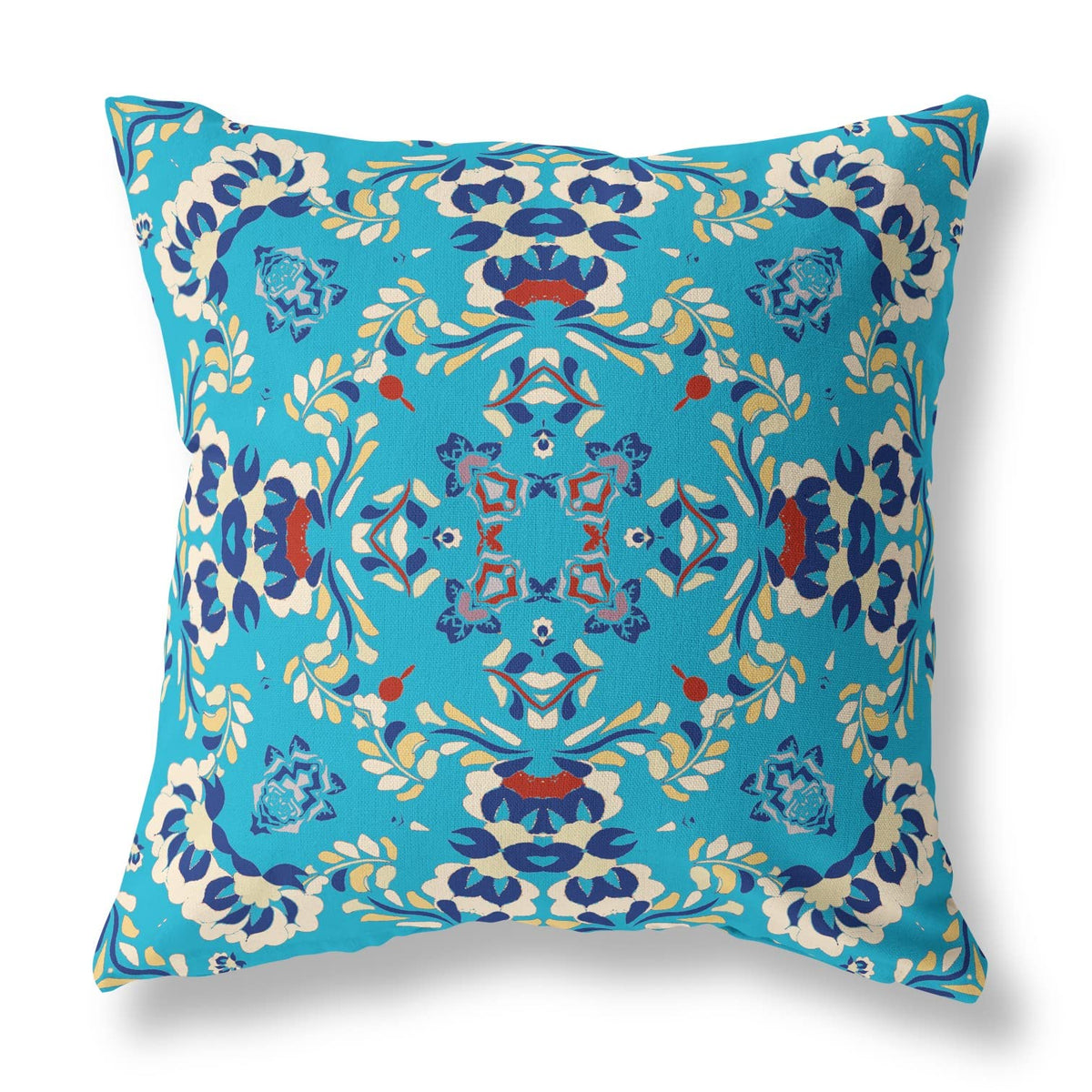 HomeRoots 16' X 16' Blue Broadcloth Floral Throw Pillow