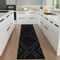 LIVEBOX Black Runner Rug for Kitchen, 2x8 Boho Washable Rug Runner for Hallway,Moroccan Cotton Long Entryway Area Rug Indoor C