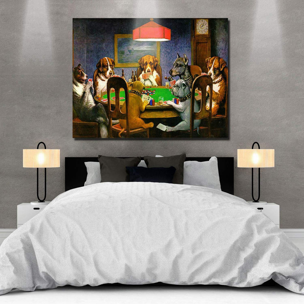 Canvas Print Wall Art - Pokers Dogs Dogs Playing Cards - Wall Decor Modern Artwork Paintings Pictures For Living Room Stretched