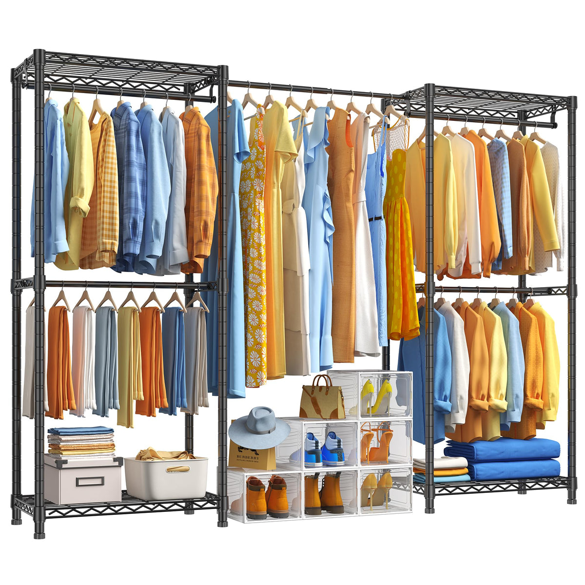 Dutexo M3 Heavy Duty Clothes Rack, Expandable Clothing Rack, Black