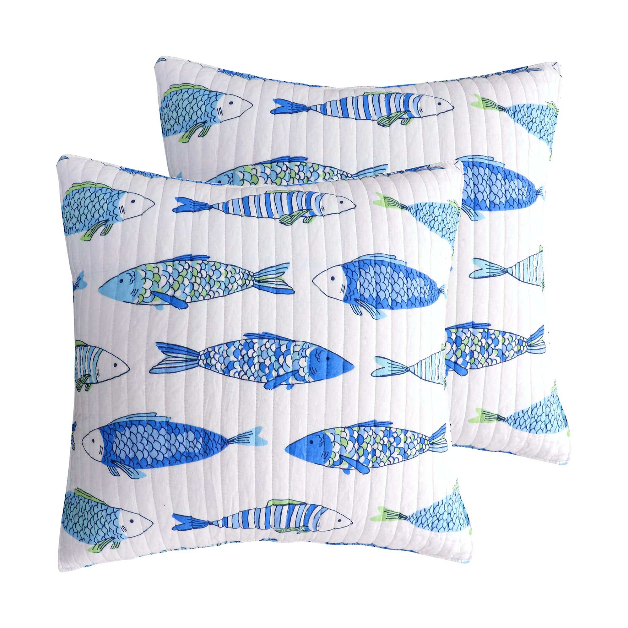 Levtex Home - Catalina - Euro Shams Set Of Two - (26X26In.), No Insert - Geometric Pattern - Cotton Fabric