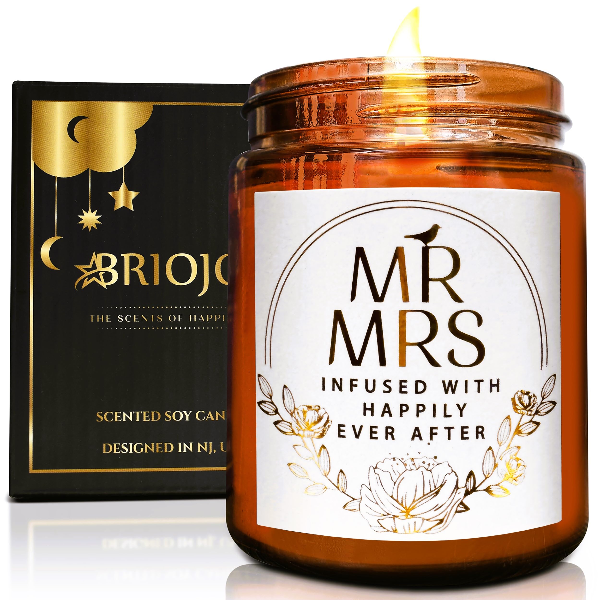Briojoy Wedding Gifts for Bride, Groom - Mr and Mrs Candle Gifts - Happy Engagement Gift for Her, Bride to Be - Gifts for Bridal