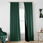 PANELSBURG Green Curtains 96 Inches Long for Living Room,Blackout Pleated Thermal Window lnsulation Fabric Heavy Weights Linen D