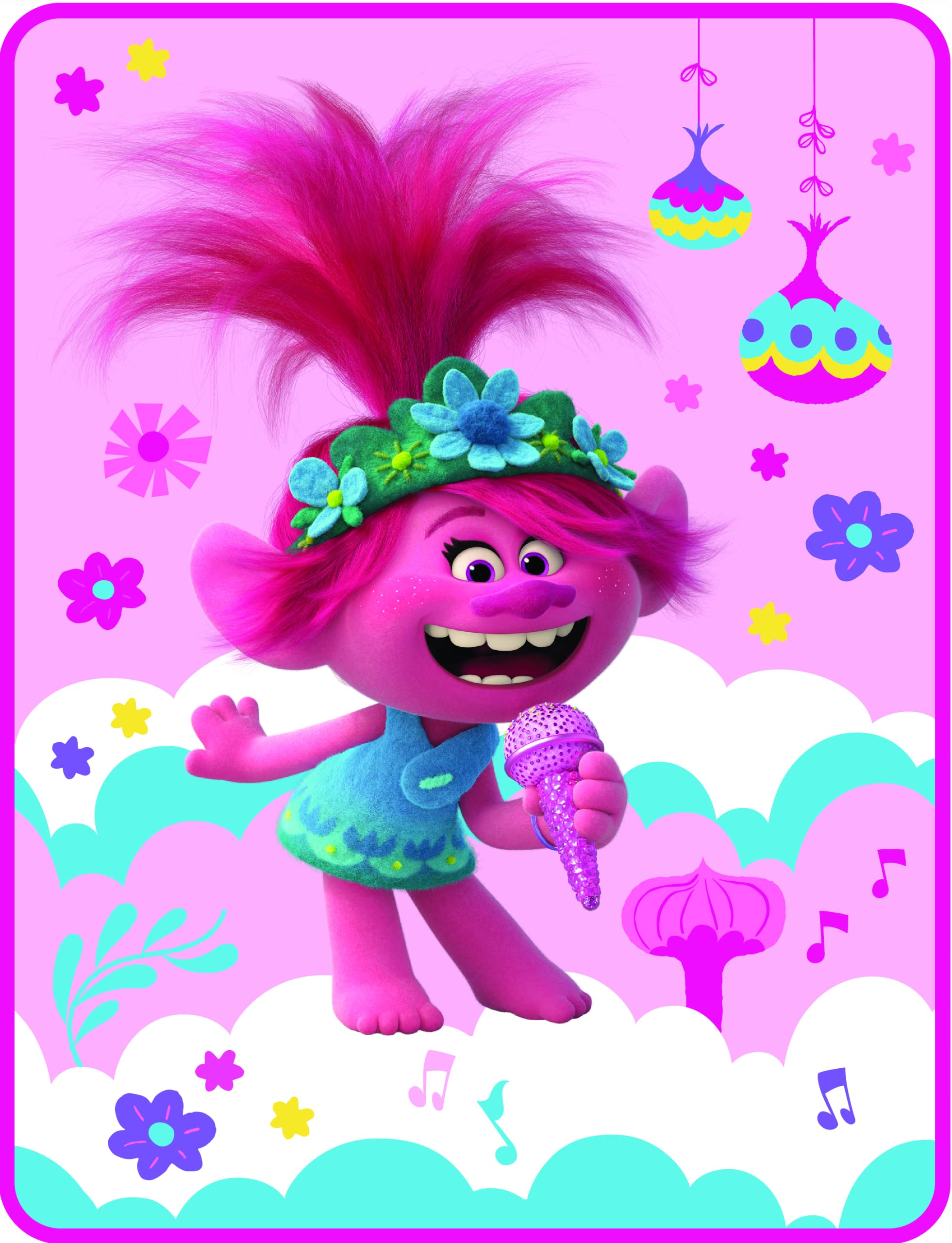 Franco Trolls Throw Plush Blanket Singing Duo 46 Inches X 60 Inches