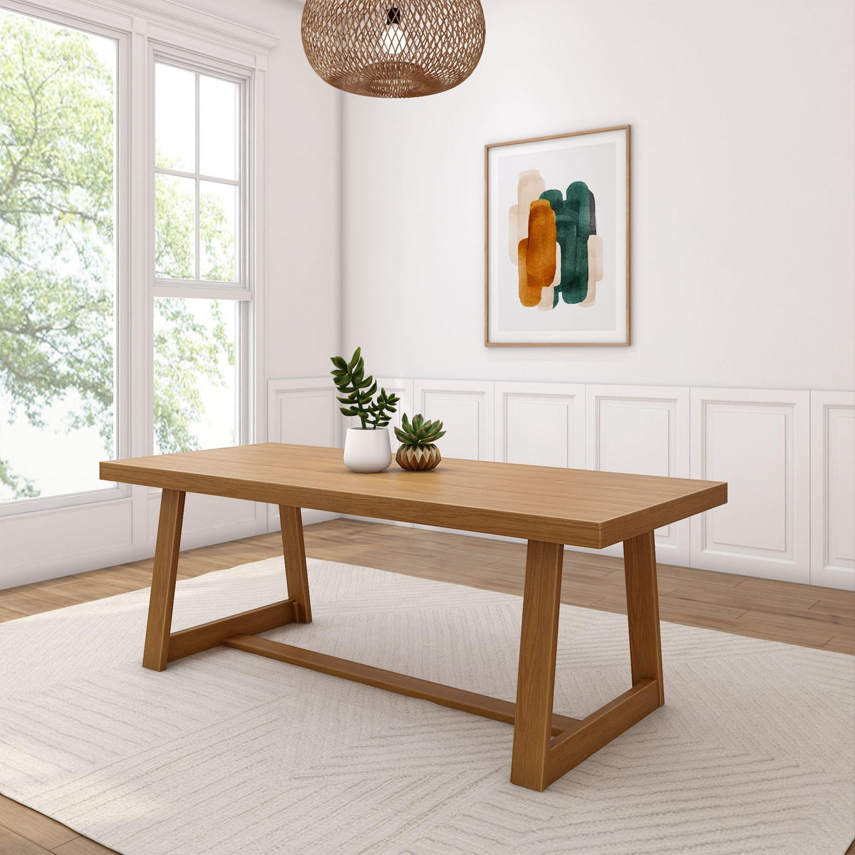 Plank+Beam 84 Inch Farmhouse Dining Table, Solid Wood Rustic Kitchen Table, Large Wooden Rectangular Dinner Table For Dining Roo
