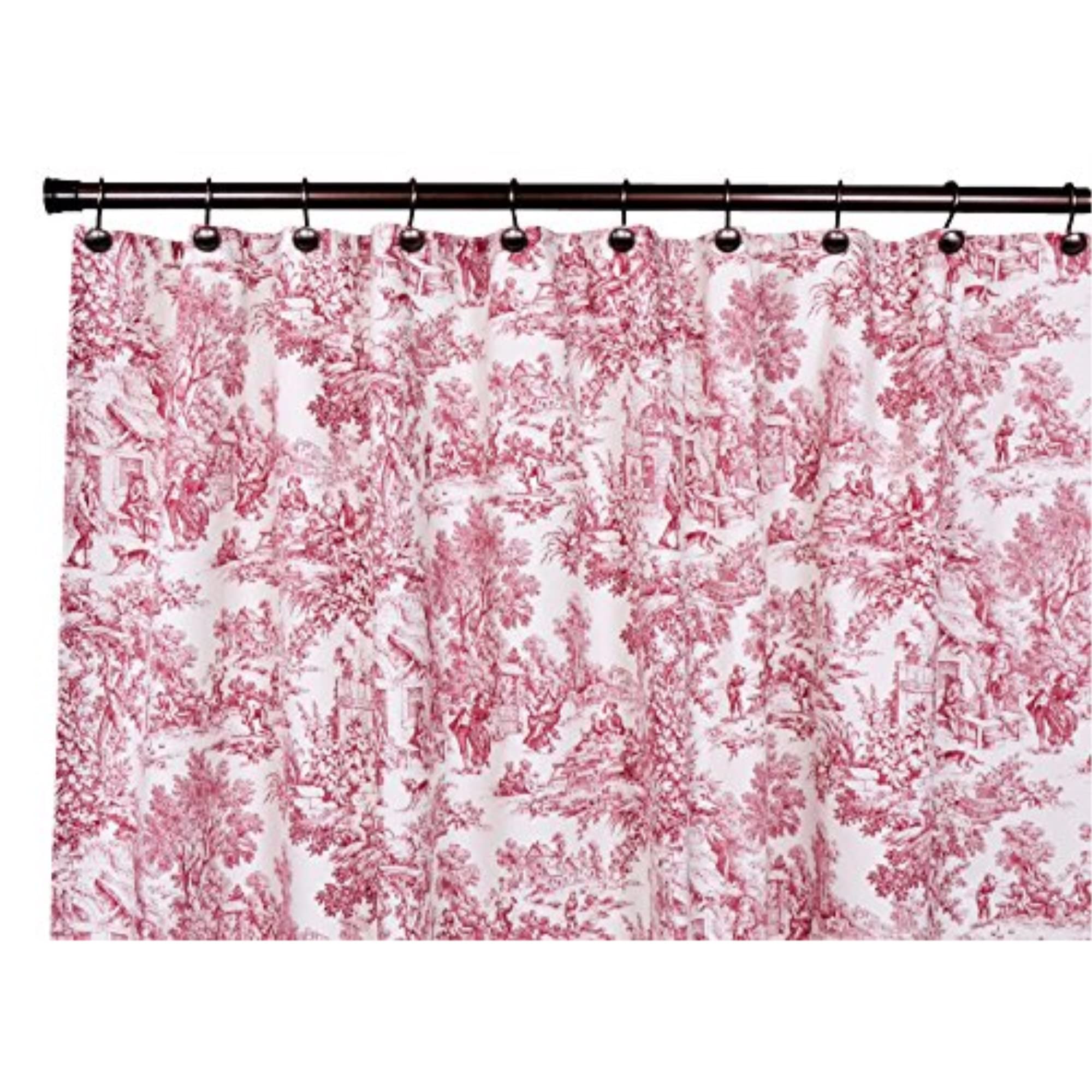 Victoria Park Toile Bathroom Shower Curtain, Red