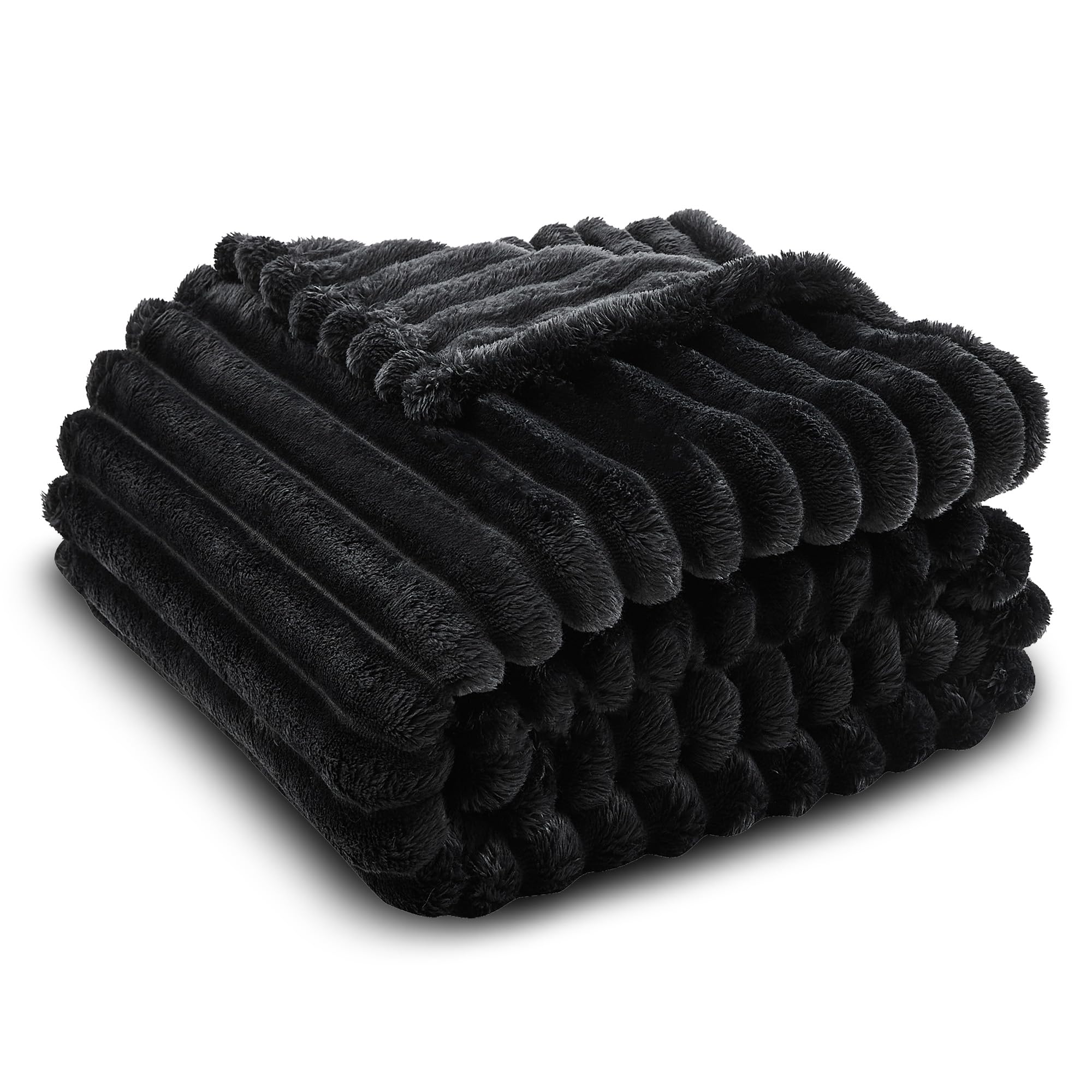 Korbliss Super Soft Queen Blanket For Bed, Premium Silky Flannel Fleece With 3D Striped Jacquard Design, Lightweight And Cozy Fo