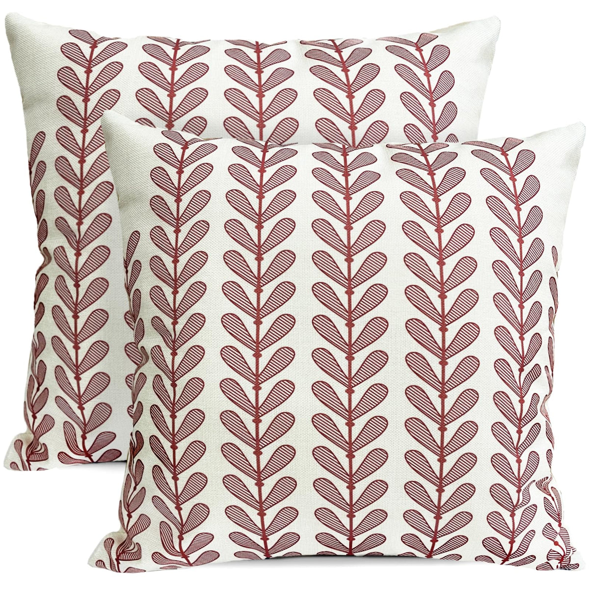 RYSMIYOU Decorative Throw Pillow Covers Set of 2 Wine Red Pillow Covers 18x18 Inch Throw Pillow Cover Linen Pillowcase Modern Bo