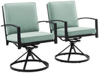 Crosley Furniture KO60026BZ-MI Kaplan Outdoor Metal Dining Swivel Chairs, Set of 2, Oiled Bronze with Mist Cushions
