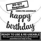 Katchon Glitter Black Happy Birthday Banner - 10 Feet, No Diy | Black Birthday Banner | Black Birthday Decorations | Happy Birth