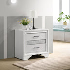 Coaster Home Furnishings Miranda 2-Drawer Bedroom Nightstand Modern Glam Wood Bedside Table Decorative Crystal Acrylic Trim Chrome Handles White 205112