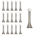 Kiseer 16 Pack Spring Door Stops 3 1/4' Flexible Heavy Duty Spring Door Stopper With Rustproof Screw Rubber Bumper Tips (Satin