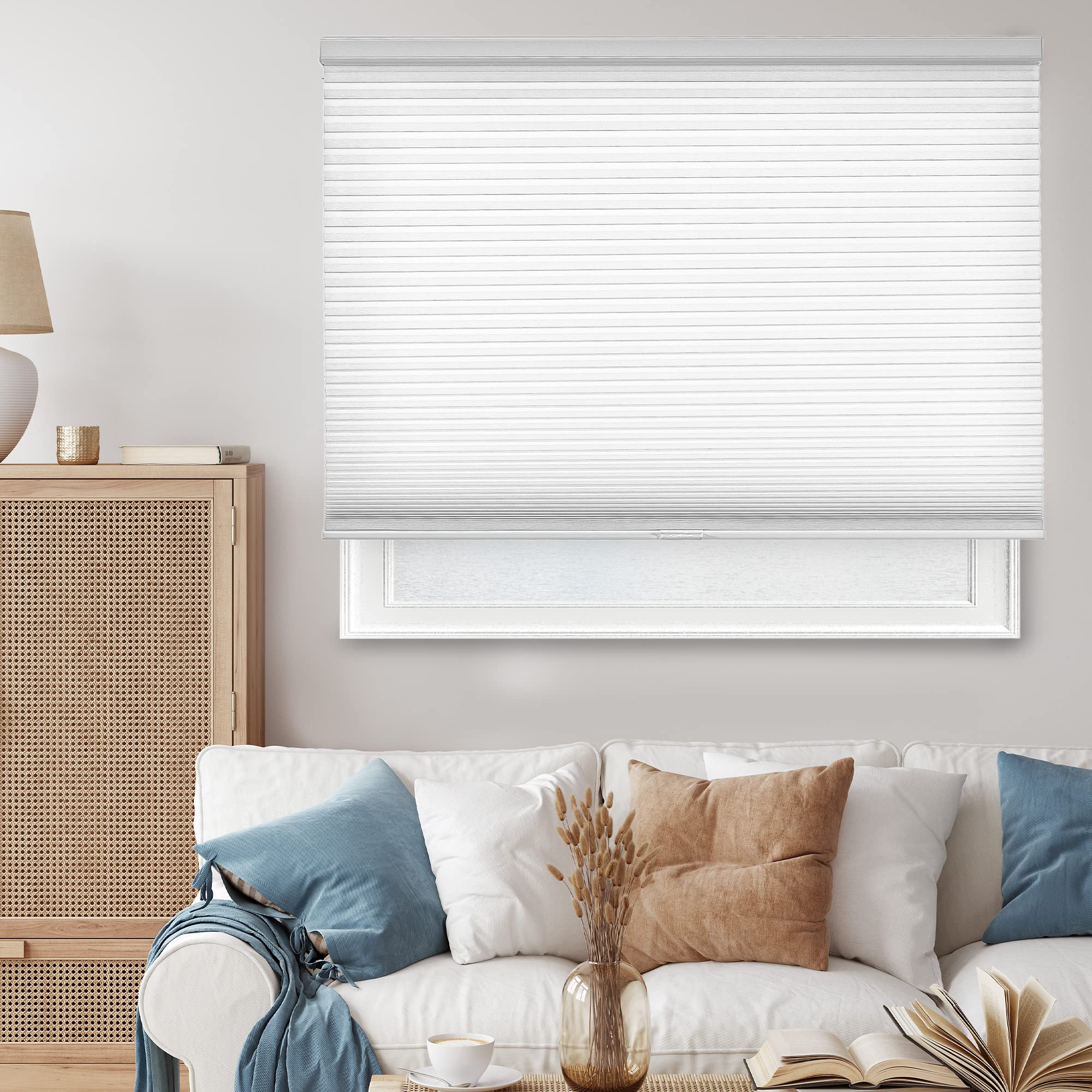 CHICOLOGY Cordless Cellular Shades Privacy Single Cell Window Blind, 39W X 72H, Morning Mist