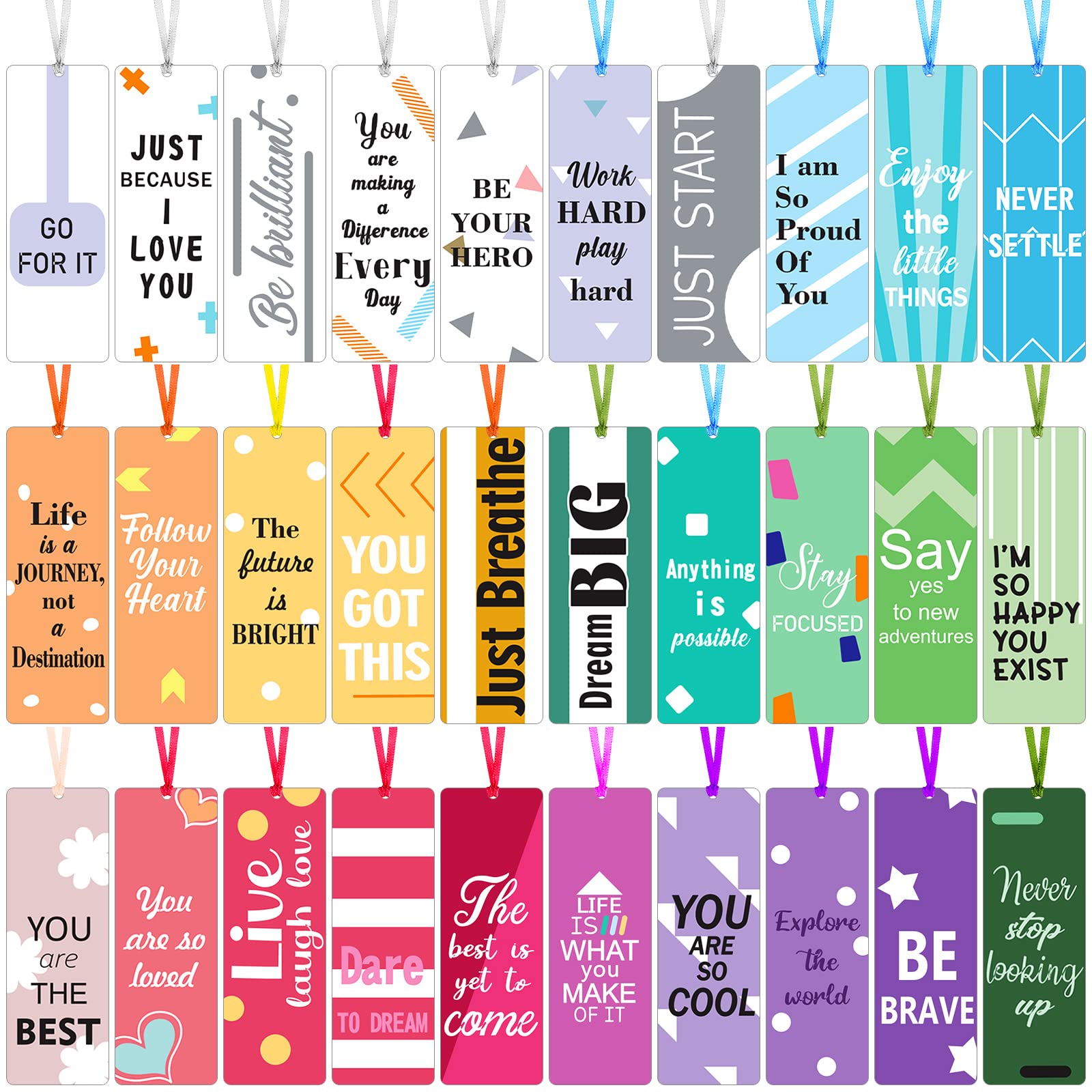 60 Pieces Inspirational Bookmarks For Students Encouraging Bookmarks Page Markers Double Sided Motivational Page Clip For Kids A