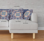 HomeRoots Sky Blue Indigo Muted Peach 18â€ Indigo Peach Geo Tribal Suede Throw Pillow