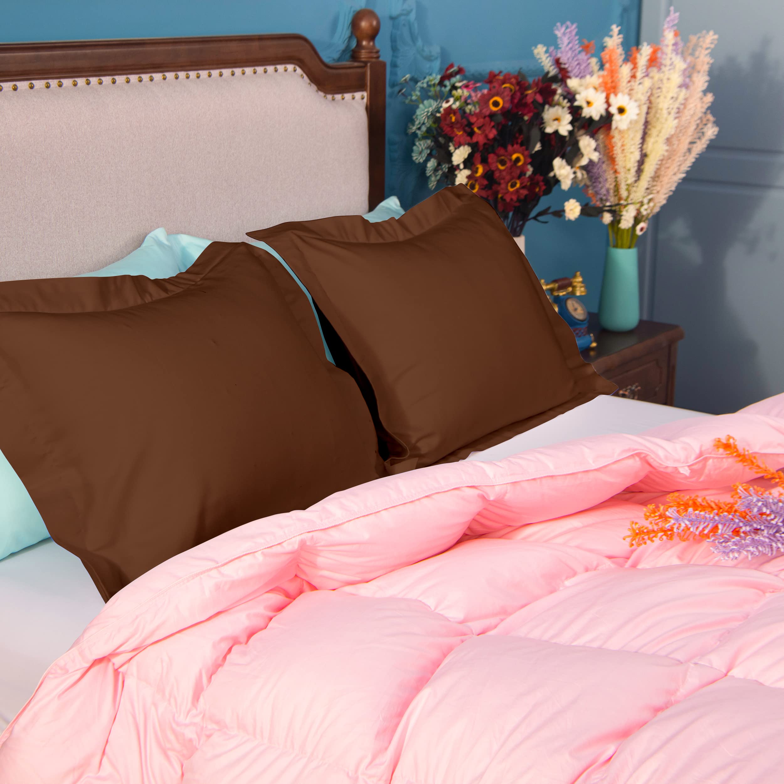 Ntbay 100% Brushed Microfiber Queen Pillow Shams Set Of 2, Super Soft And Cozy, Wrinkle, Fade, Stain Resistant 20X30 Inches Oxford Pillowcases, Brown