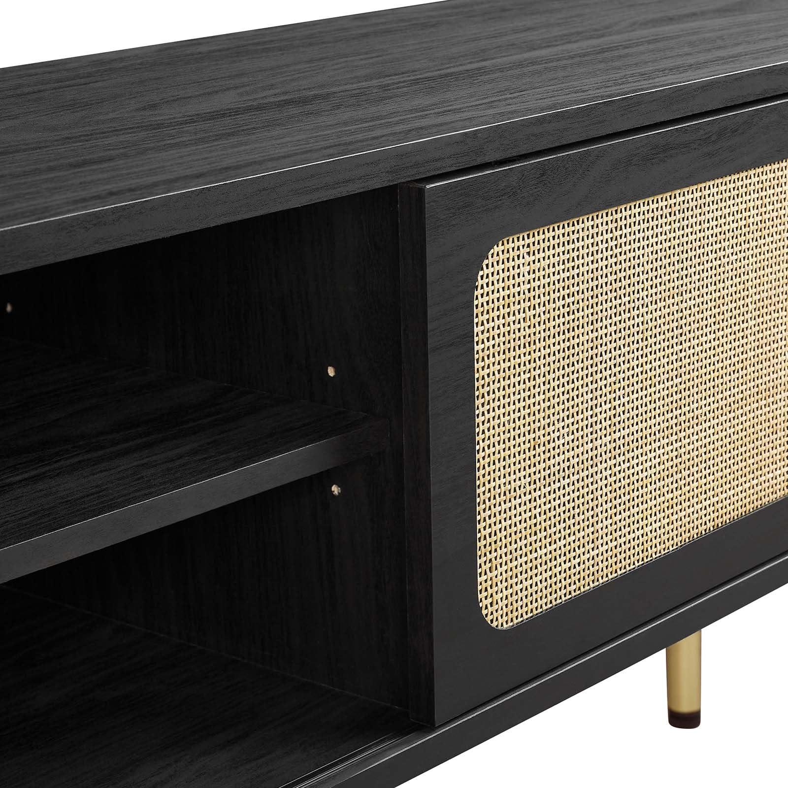 Modway Cambria Rattan and Particleboard TV Stand for TVs up to 70&quot; in Black