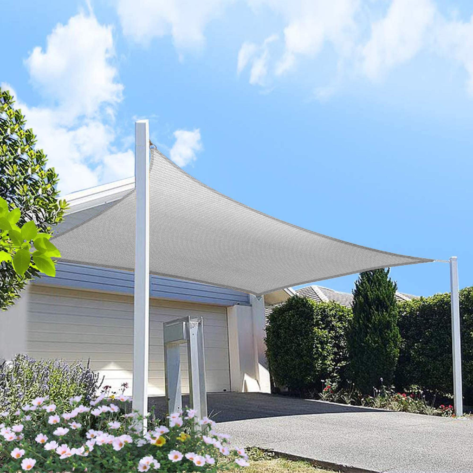Homa 9' X 16' Grey Rectangle Sun Shade Sail Canopy, 95% Uv Blockage Awning Shelter Fabric Cloth Screen For Patio Outdoor Backyar