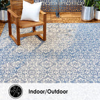 Nicole Miller New York Patio Country Danica Transitional Geometric Indoor/Outdoor Area Rug, Blue/Grey, 3'11'X5'2'