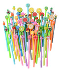 Yyaaloa 64Pcs Cute Cartoon Novelty Gel Ink Pens Cartoon Fruit Writing Pens 0.5 Mm Black Ink Assorted Styles Fun Kawaii Pens Bulk