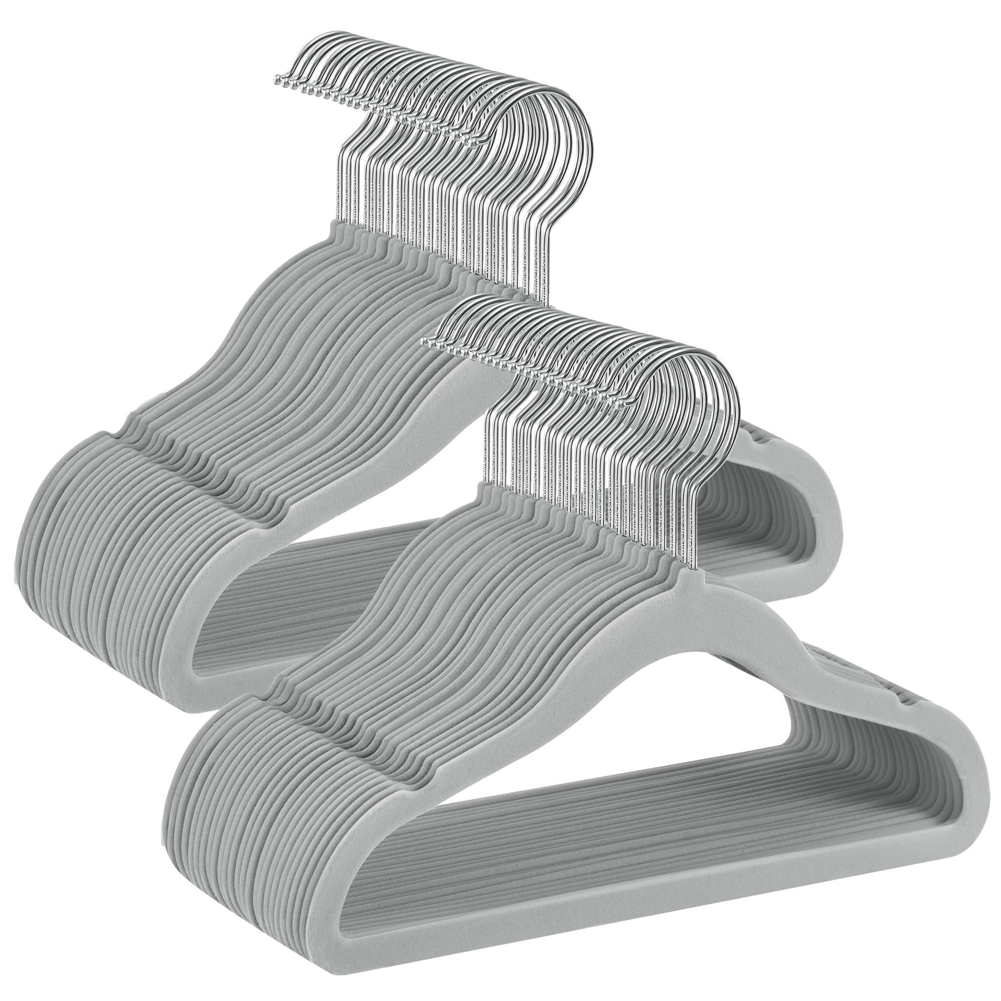 SONGMICS Baby Hangers 50 Pack, Kids Hangers for Closet, 11.8 x 8.1 Inches, Silver 360 Swivel Hooks, Space-Saving Clothes Hangers