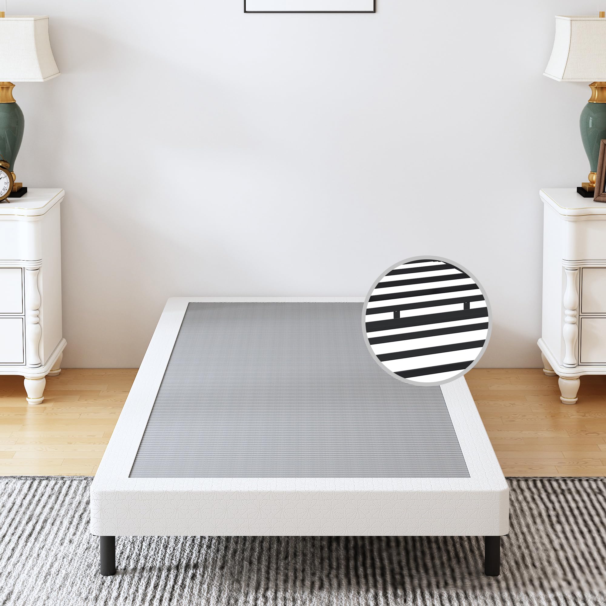 Vaciwe Box Springs Twin 4 Inch, 1500Lbs Heavy Duty Metal Frame Mattress Foundation, Non-Slip/No Noise/Easy Assembly/Easy Clean C