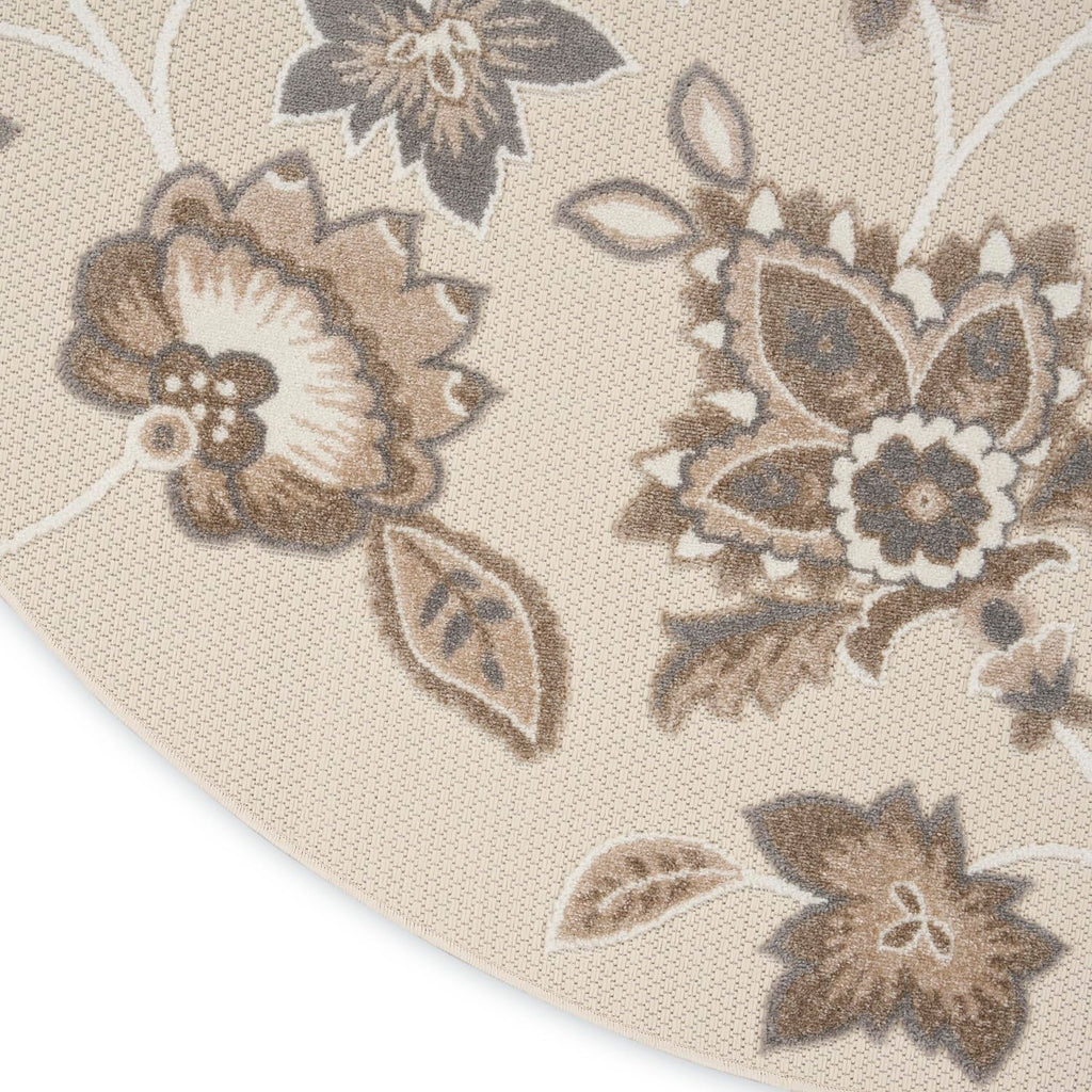 Nourison Aloha Indoor-Outdoor Beige 7?0?X Round Area Rug, Easy Cleaning, Non Shedding, Bed Room, Living Room, Dining Room, Backyard, Deck, Patio (8 Round)