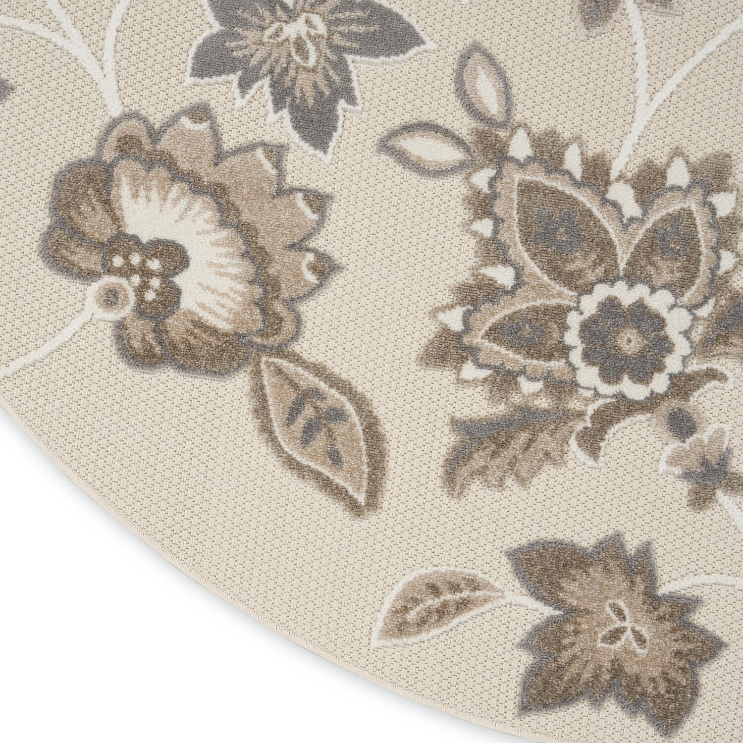 Nourison Aloha Indoor-Outdoor Beige 7?0?X Round Area Rug, Easy Cleaning, Non Shedding, Bed Room, Living Room, Dining Room, Backyard, Deck, Patio (8 Round)